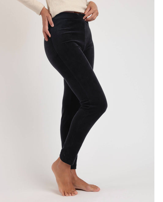 CORDUROY STRETCH TROUSERS: BLACK / S