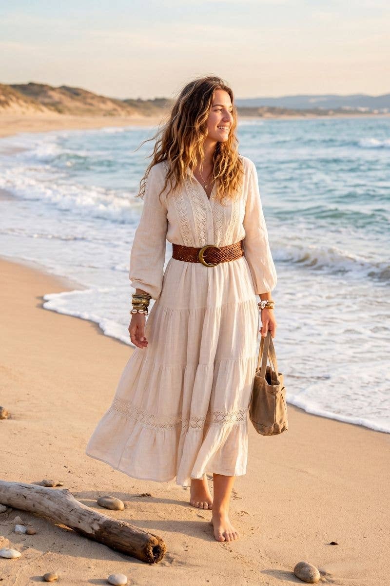 WIDE MOON BROWN LEATHER BELT
