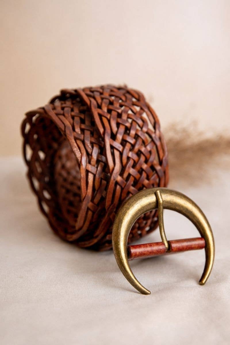 WIDE MOON BROWN LEATHER BELT