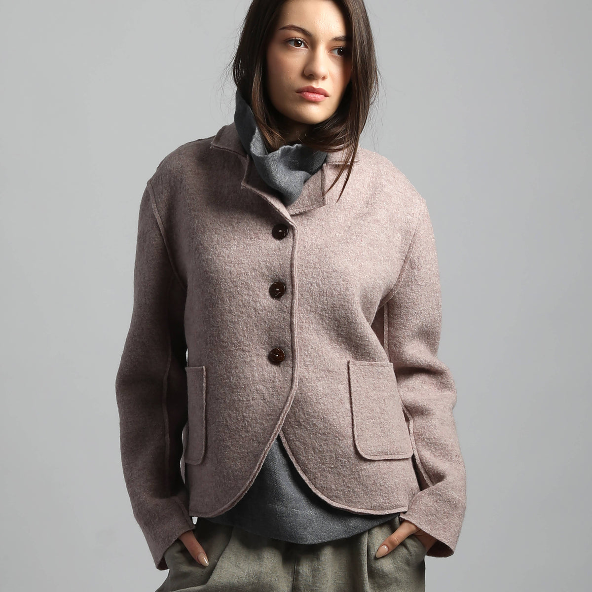 Blazer QUINN Knotium in lana cotta, sabbia melange