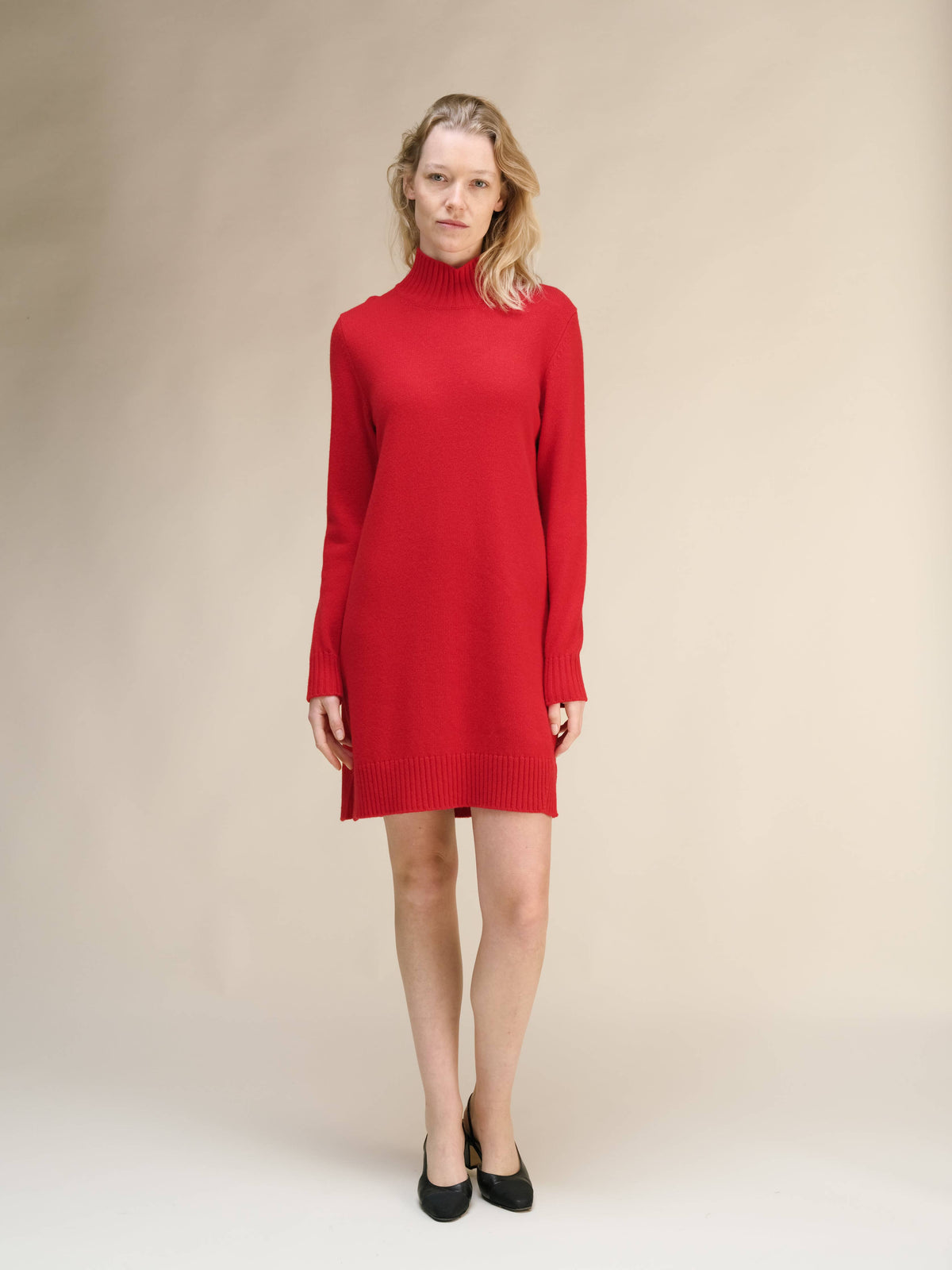 Abito midi collo alto Lèmme rosso in cashmere mix