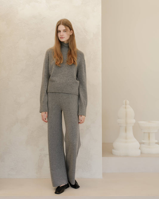 Pantaloni gamba larga Lèmme in cashmere mix, grigio acciaio, taglia M