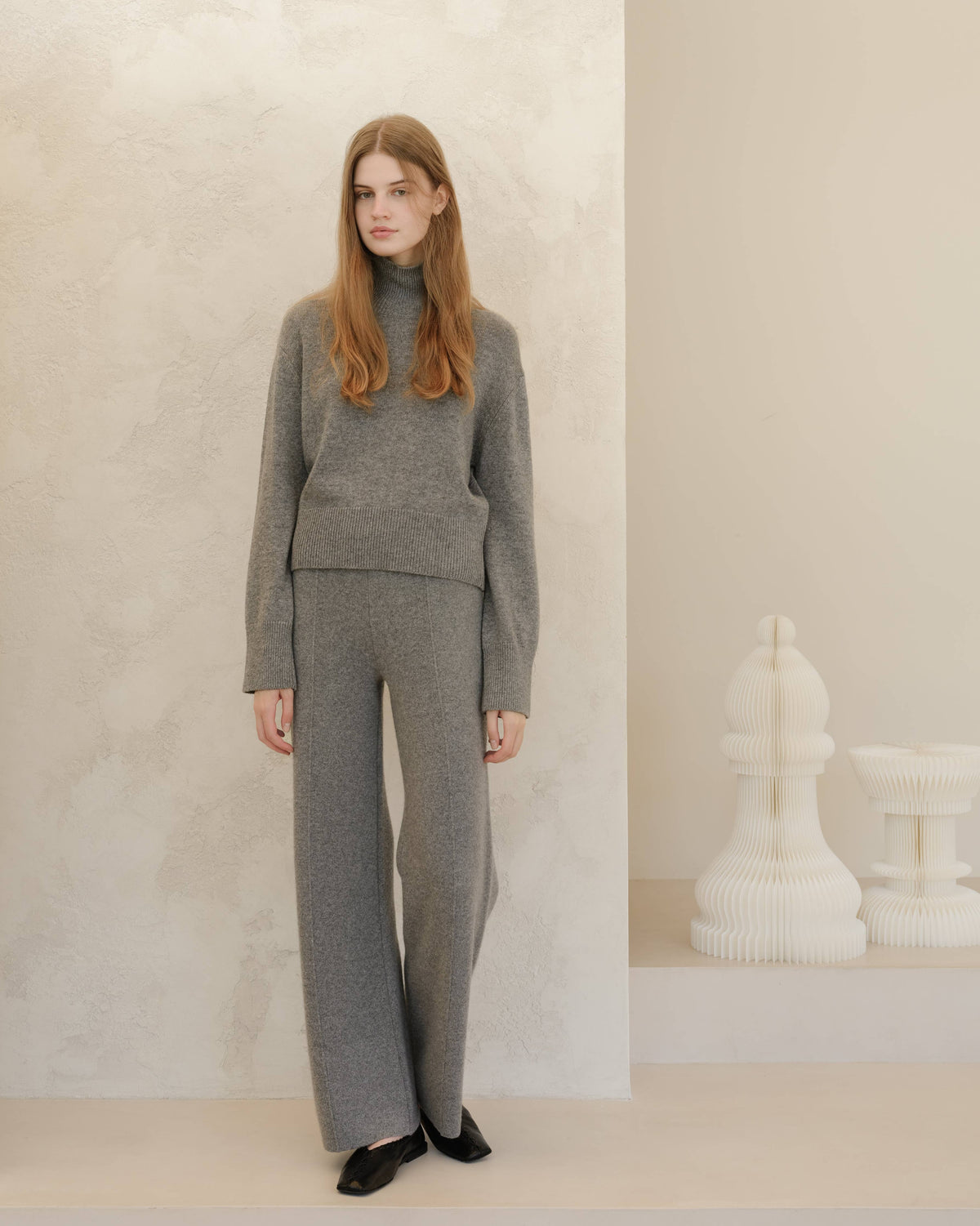 Pantaloni gamba larga Lèmme in cashmere mix, grigio acciaio, taglia L