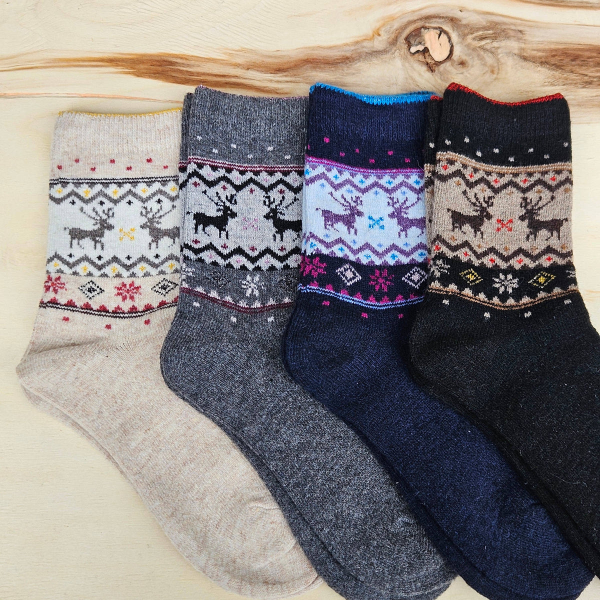 Nordic Moose Socks in Wool Unisex - Merino wool socks 35-42: MIx / S