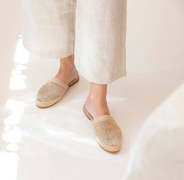 Raffia Sandals Handmade in Morocco, Raffia Shoes Boho Sandal: 7 US