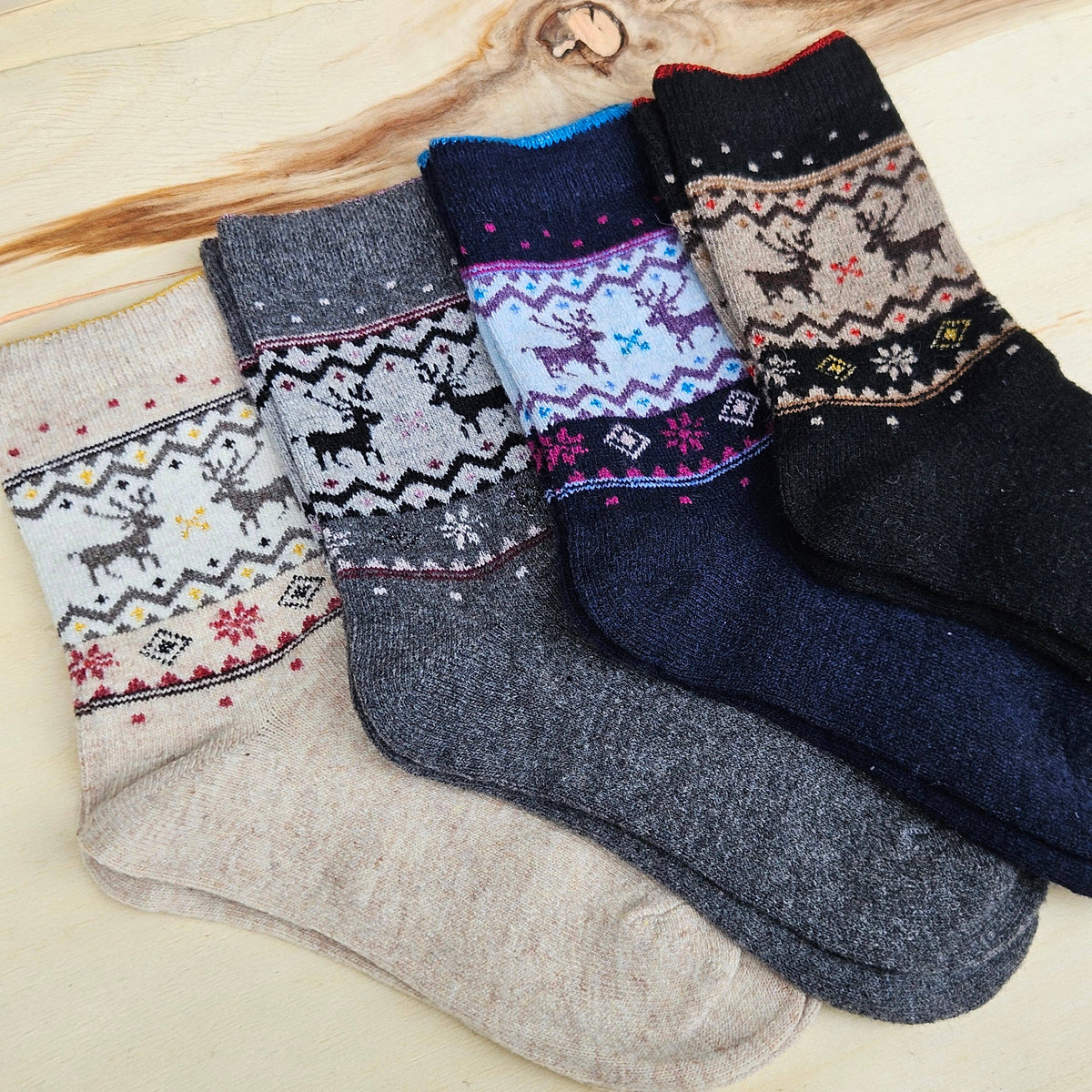 Nordic Moose Socks in Wool Unisex - Merino wool socks 35-42: MIx / S