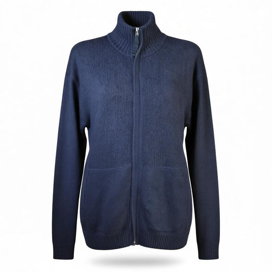 Maglione blu con tasche grandi