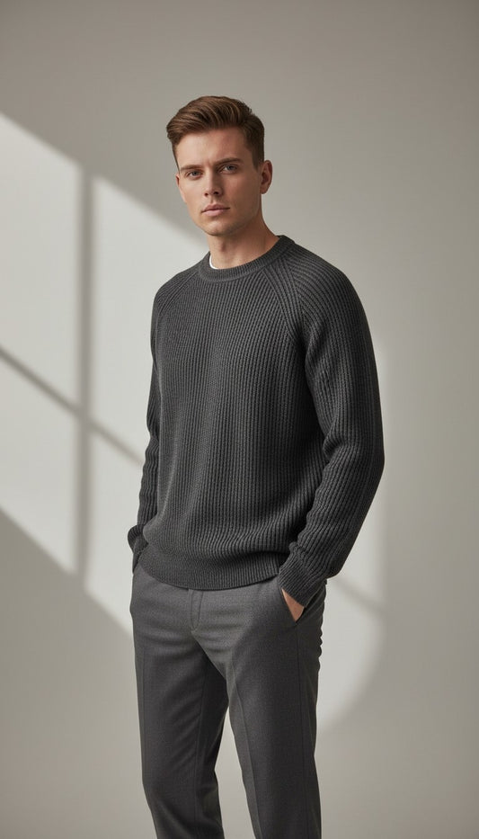Maglia grigia in cotone da uomo