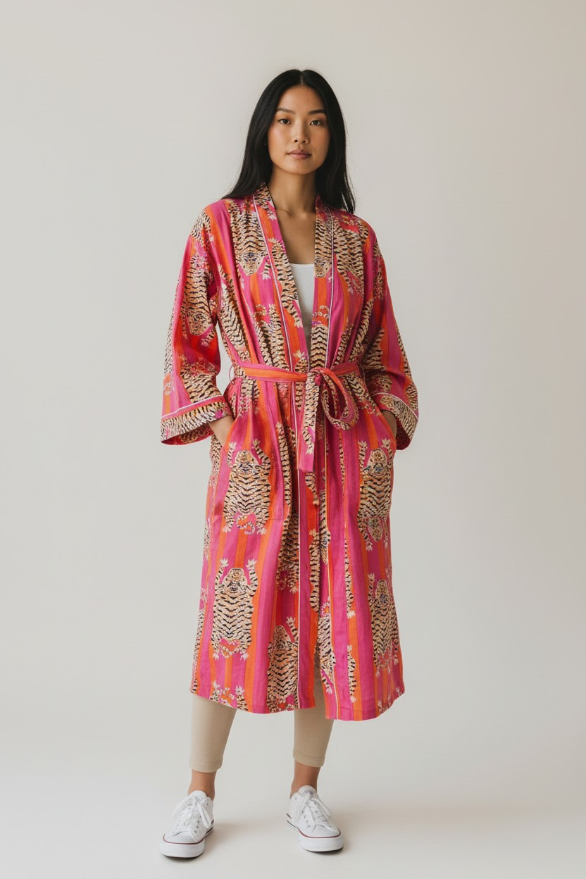 Tiger Stripe Dressing Gown: Small/Medium(SM)