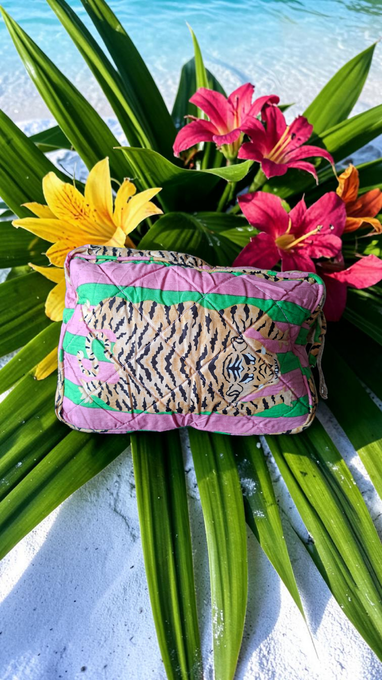 Tiger Jungle bag rosa e verde