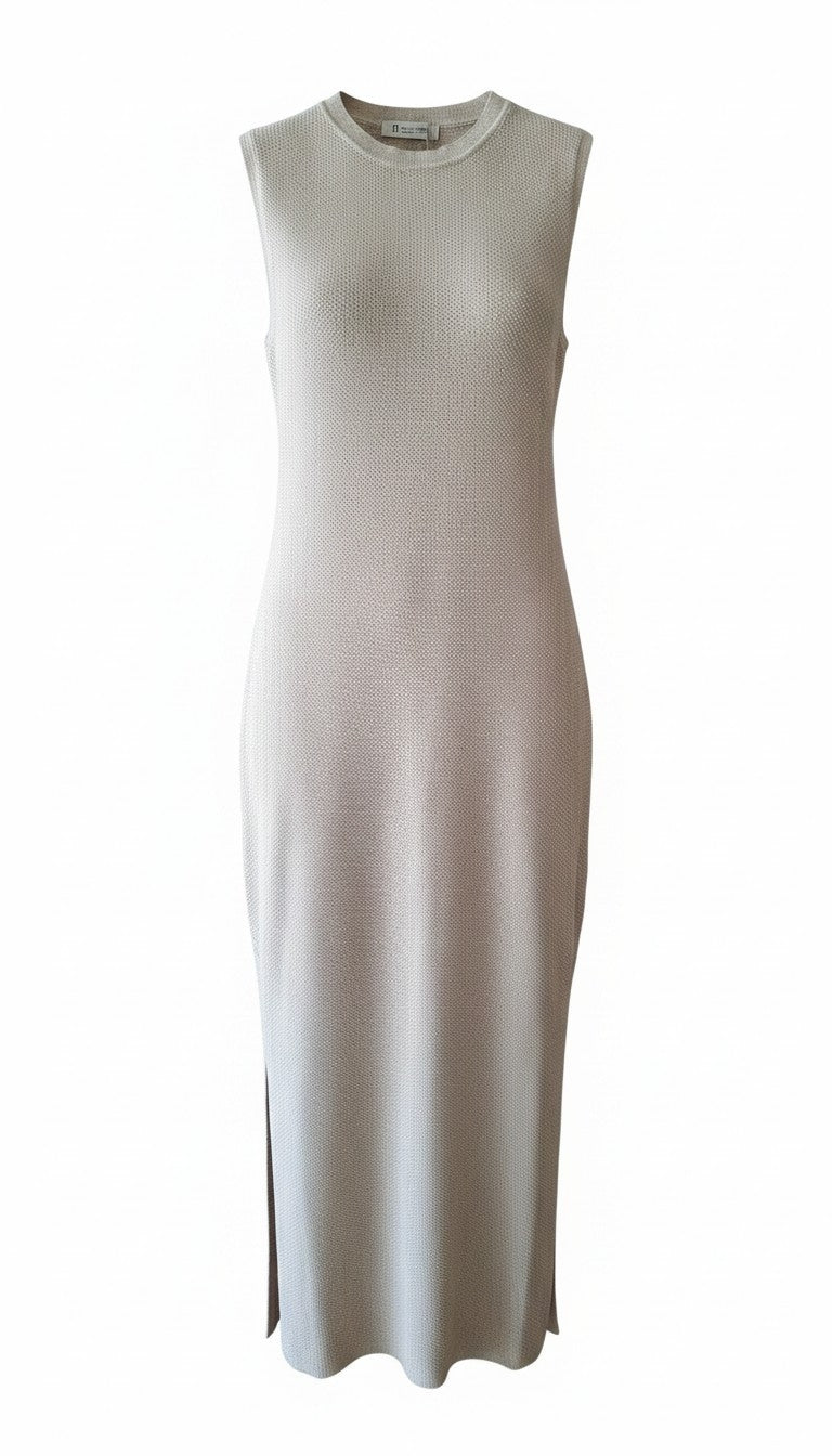 Vestito lungo elegante in cotonw riciclato e organico Rifò moda sostenibile e circolare, beige
