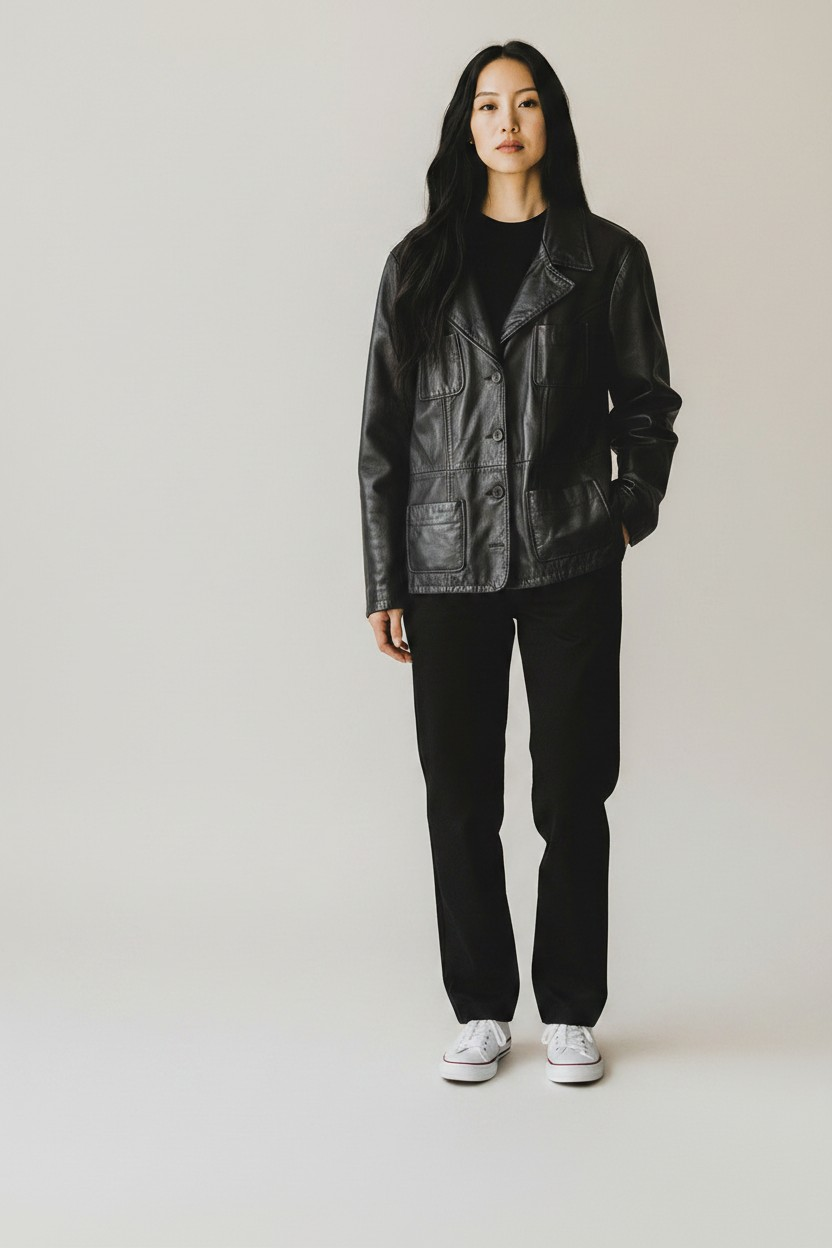 Giacca in pelle nera
