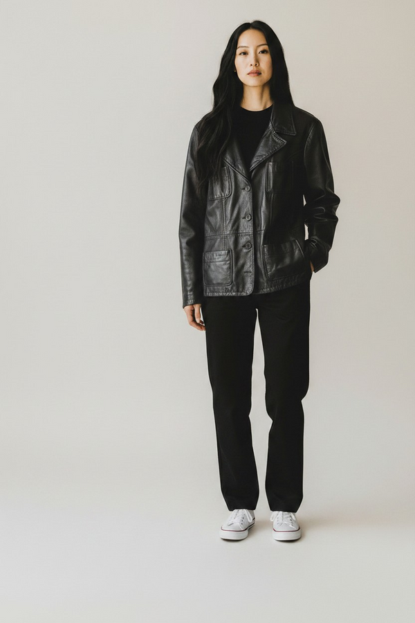 Giacca in pelle nera