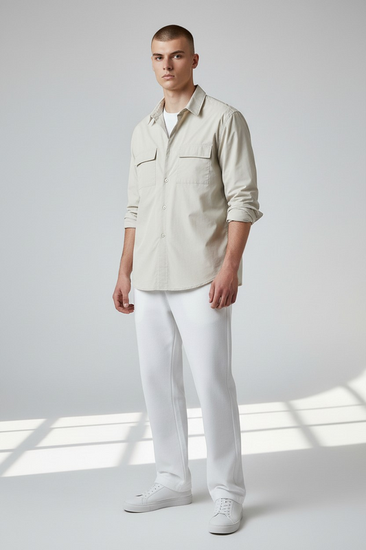 Camicia beige da uomo