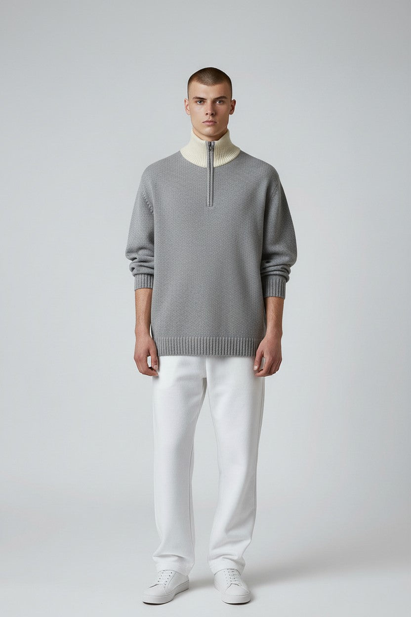 Maglione grigio e bianco