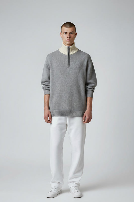 Maglione grigio e bianco